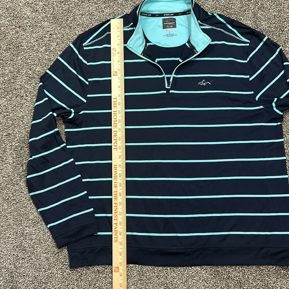 Greg Norman Tasso Elba navy and teal pullover 1/4 zip warm up golf shirt large